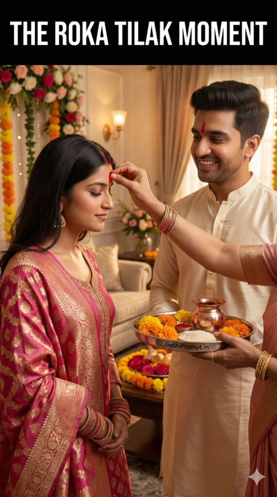 Roka Tilak Moment Indian Wedding AI Portrait