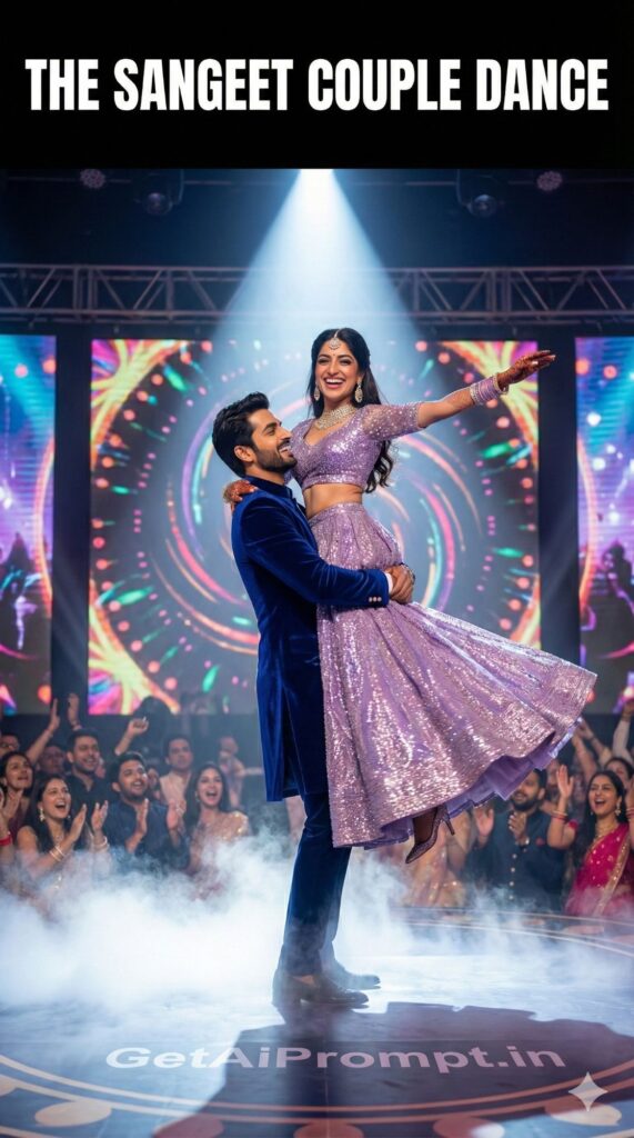 Sangeet Couple Dance Bollywood Wedding AI Photo