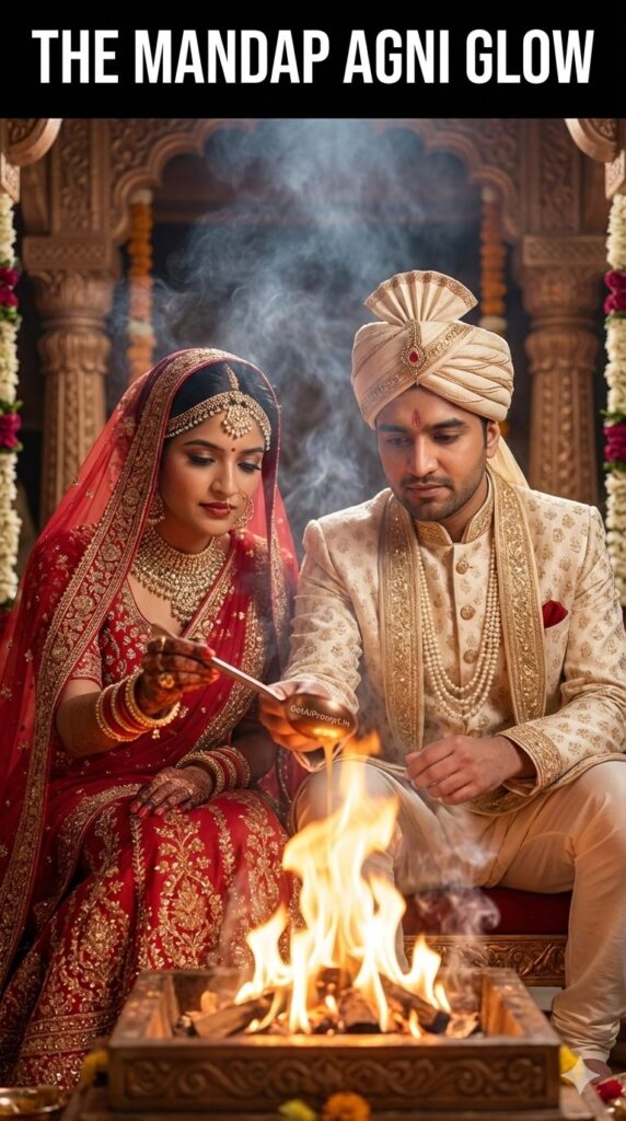 Mandap Agni Glow Sacred Fire Indian Wedding AI