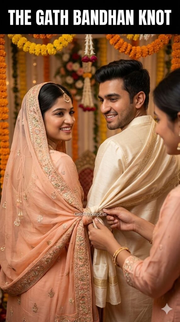 Gath Bandhan Tying Knot Indian Wedding AI Portrait