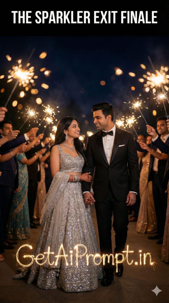Sparkler Exit Finale Cinematic Wedding AI Photo