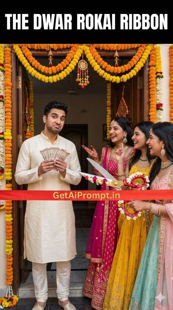 Dwar Rokai Ribbon Cutting Groom Entrance AI Photo