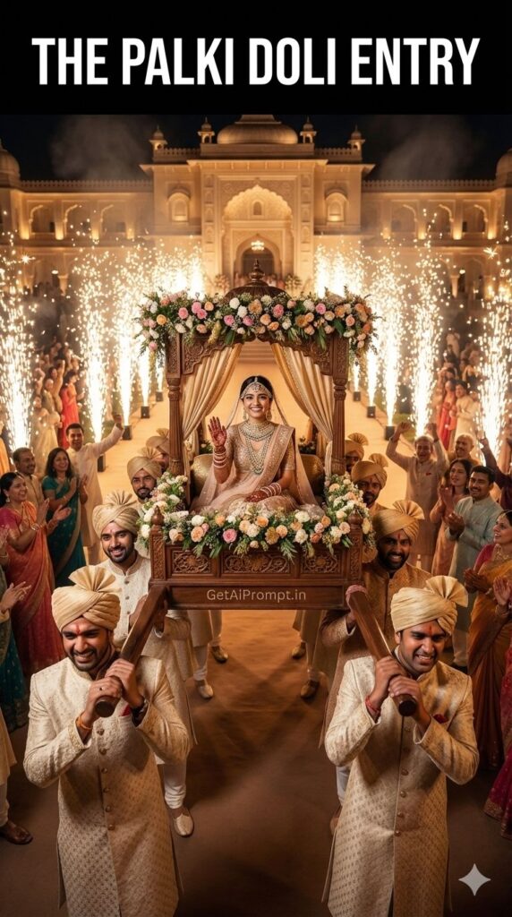 Palki Doli Entry Royal Indian Wedding AI Photo