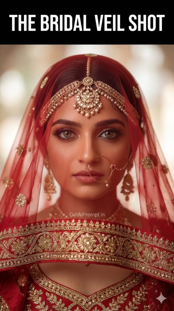 Iconic Bridal Veil Shot Indian Wedding AI Portrait