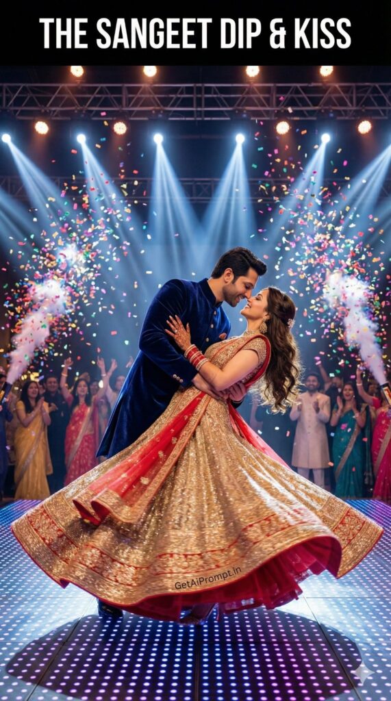 Sangeet Dip and Kiss Bollywood AI Dance Pose