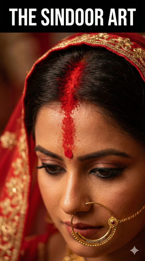 Sindoor Art Macro Detail Indian Wedding AI