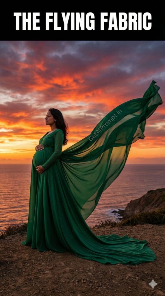 Cinematic Flying Fabric Maternity AI Photoshoot