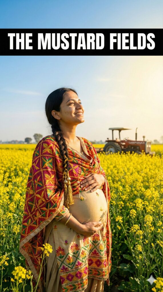 Rustic Mustard Field Maternity AI Photoshoot