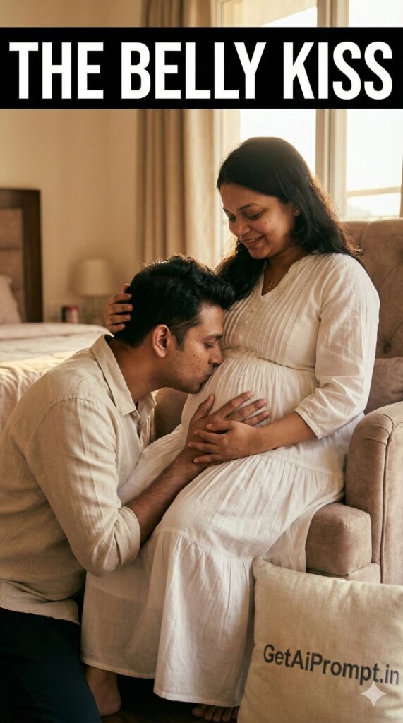 Tender Belly Kiss Couple Maternity AI Photoshoot