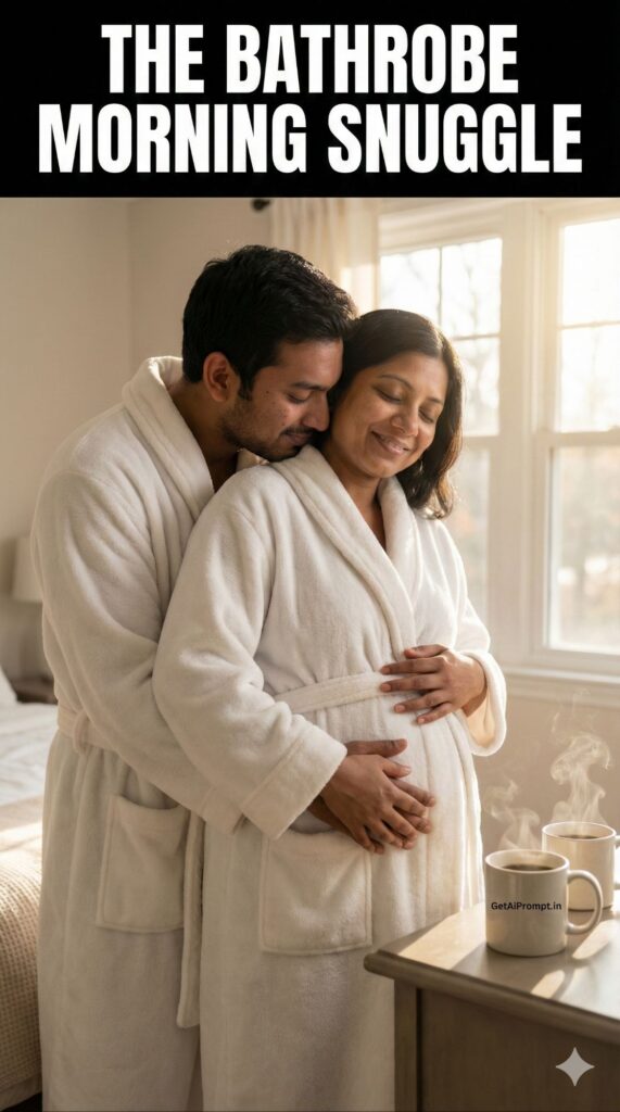 Bathrobe Morning Snuggle Couple Maternity AI