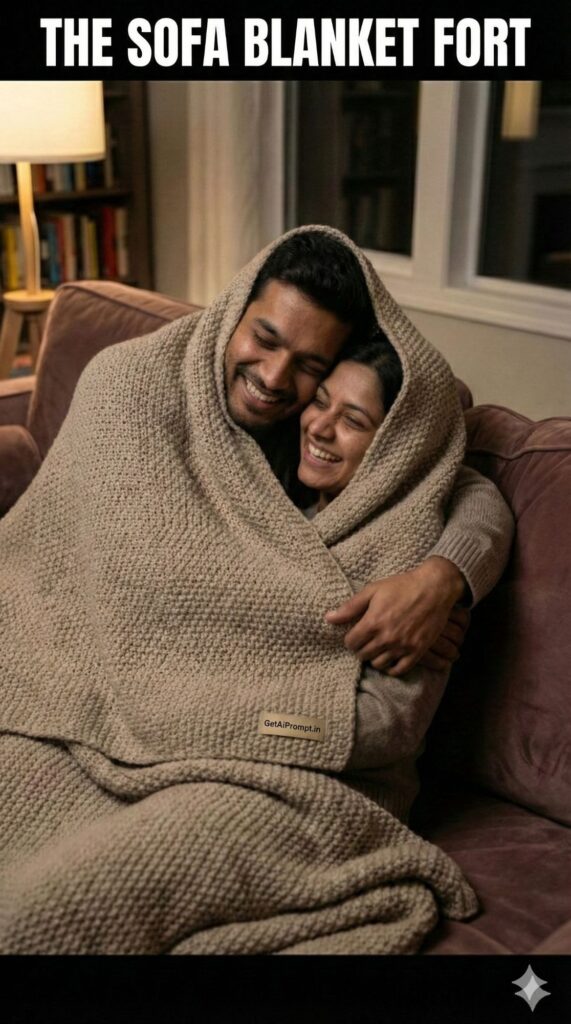 Sofa Blanket Fort Playful Maternity AI Photo