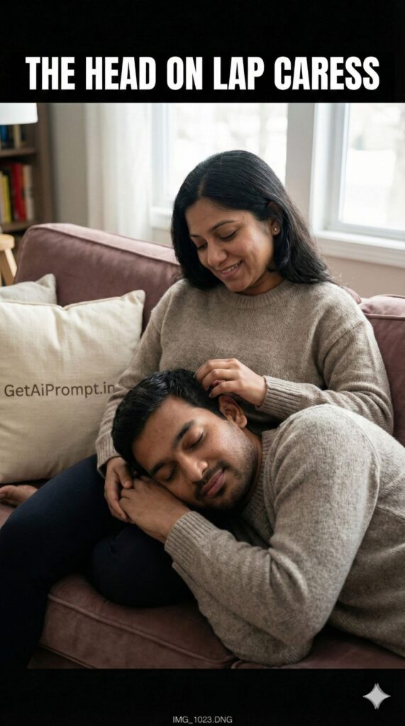 Head on Lap Caress Maternity Couple AI Portrait