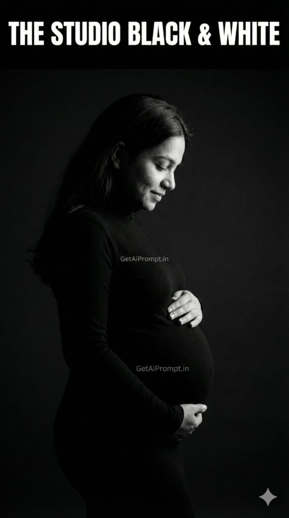 Classic Black and White Studio Maternity Portrait