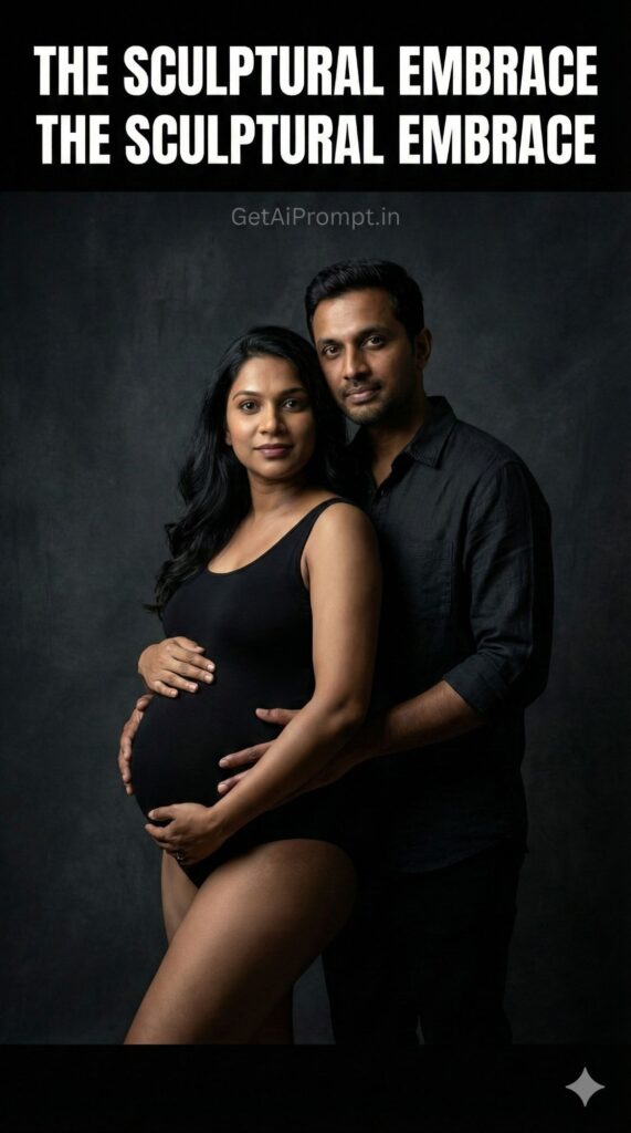 Fine Art Sculptural Embrace Maternity Couple AI