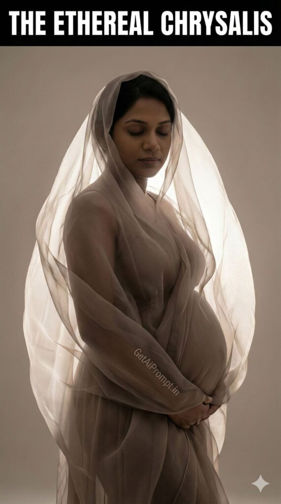 Ethereal Chrysalis Fine Art Maternity AI Portrait