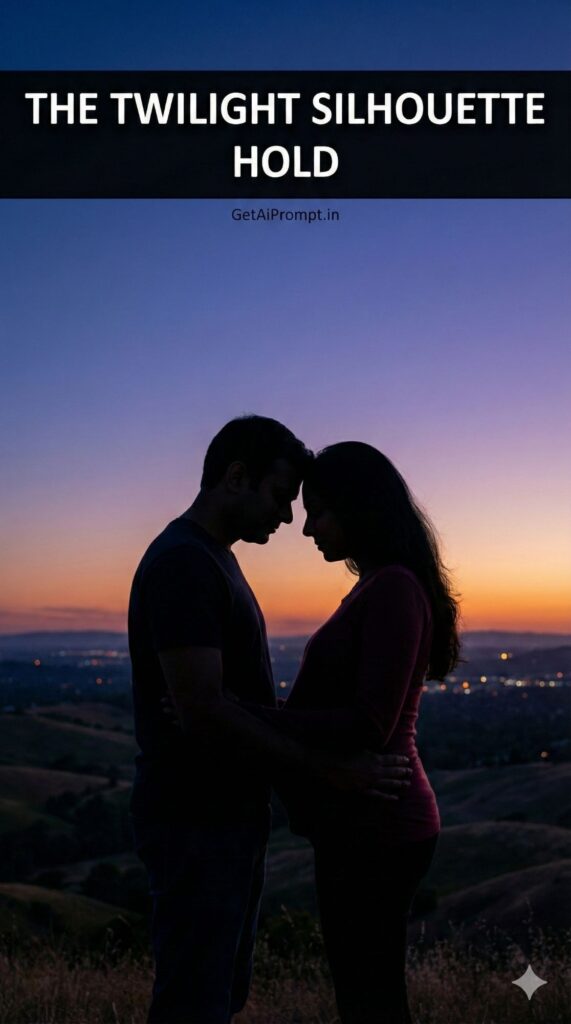 Twilight Blue Hour Silhouette Maternity AI Portrait