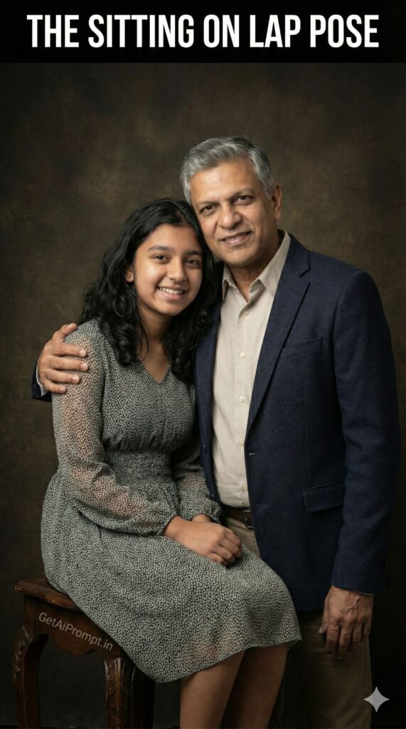 Classic Father Daughter Studio Stool Portrait Status Signal