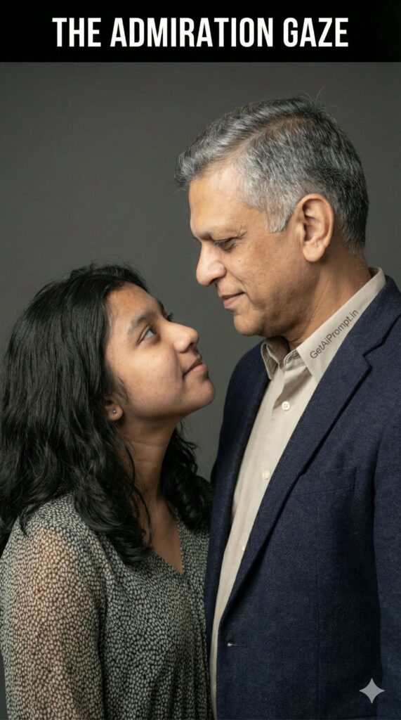 Daughter Looking Up to Father Emotional AI Portrait Respect Love