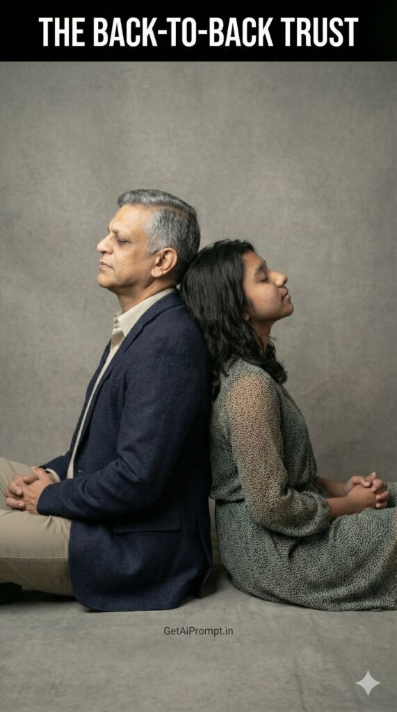 Back to Back Trust Father Daughter Conceptual Portrait Generational Wealth