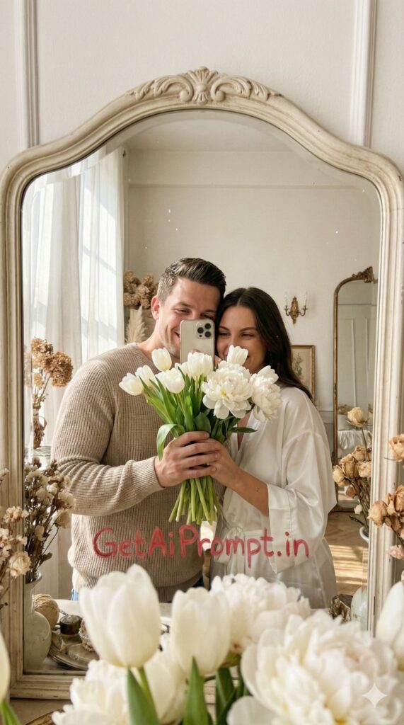 Option 4: The Faceless Pinterest Art - Trend: Mystery & Mood | Vibe: Mirror Selfie, Flowers, Aesthetic