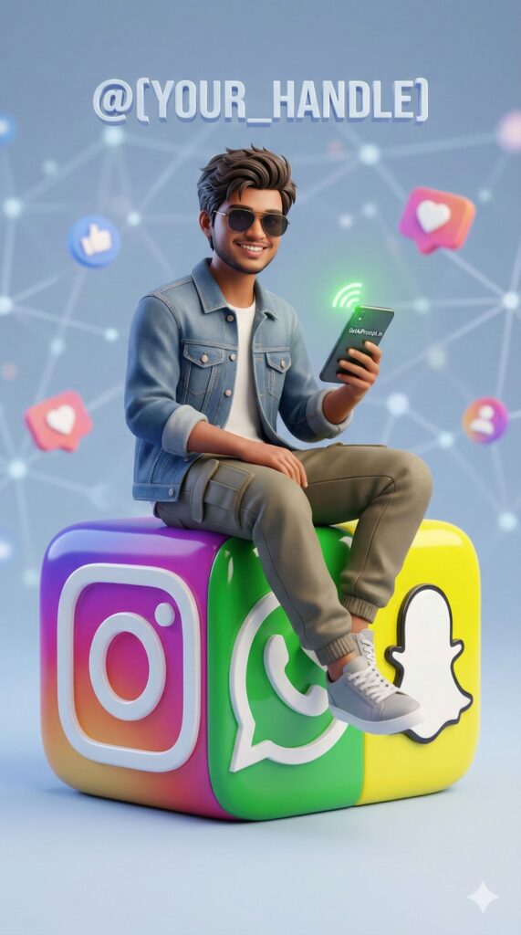 Option 3: The Social Media King - Trend: 3D Character | Vibe: Instagram/WhatsApp/Facebook influencer, 3D character