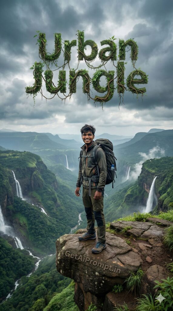 Option 4: The Urban Jungle Name Art - Trend: Nature Aesthetic | Vibe: Lush green, mountains, peace, travel