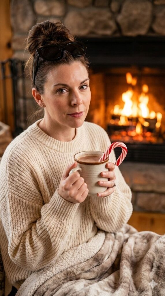 Option 9: The Cozy Cabin Lifestyle - Trend: Hygge | Vibe: Warm, Comforting, Hot Chocolate, Fireplace