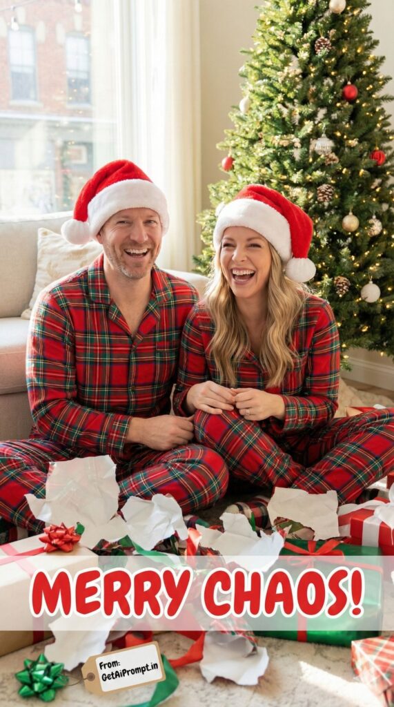 Option 6: The Matching Pajamas Chaos - Trend: Family Trend | Vibe: Wholesome, fun, bright morning light, relatable