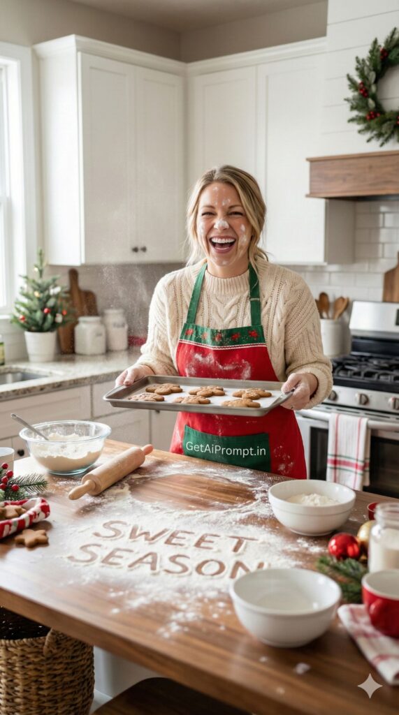 Option 7: The Holiday Baking Mess - Trend: Candid Trend | Vibe: Kitchen, flour, gingerbread, action shot