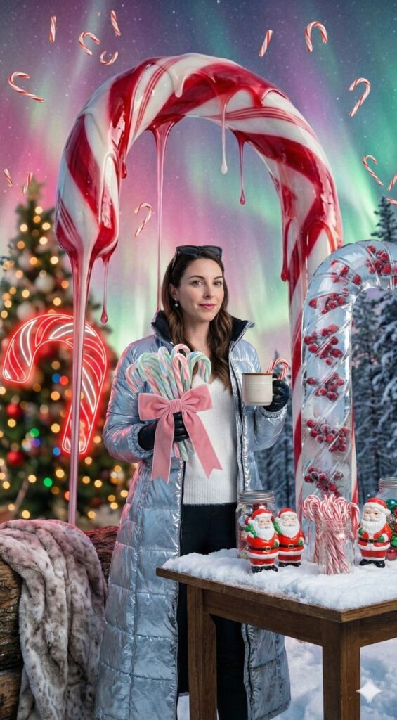 Option 6: The Candy Cane Forest Explorer - Trend: Fantasy | Vibe: Willy Wonka, Magical World, Twilight