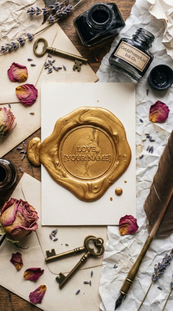 Option 9: The Sealing Wax Collage - Trend: Maximalist History | Vibe: Harry Potter, collection of letters, messy desk