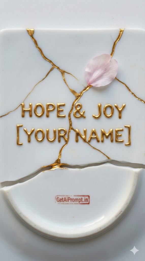 Option 7: The Porcelain Kintsugi - Trend: Fragile Art | Vibe: Japanese art, broken beauty, gold repair, delicate