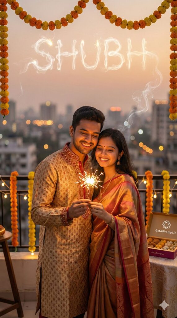 Option 7: The Rooftop Diwali - Trend: Festival of Lights | Vibe: Sparklers, fairy lights, intimacy, celebration