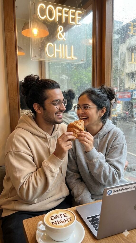 Option 10: The Urban Coffee Date - Trend: Modern Gen Z | Vibe: Starbucks/Third Wave Coffee, laptop, cozy corner, Bangalore/Delhi
