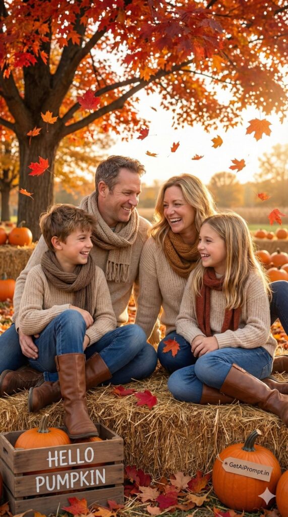 Option 5: The Fall Foliage Pumpkin Patch - Trend: Seasonal | Vibe: Autumn leaves, hay bales, orange and brown tones, cozy