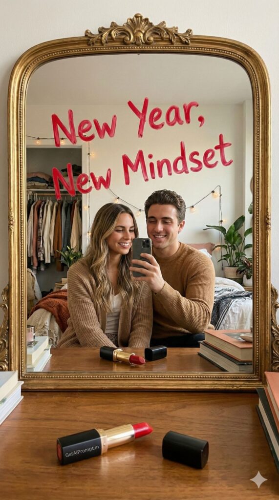 Option 2: The Mirror Manifesto - Trend: Selfie Trend | Vibe: Intimate, personal, lipstick writing, aesthetic