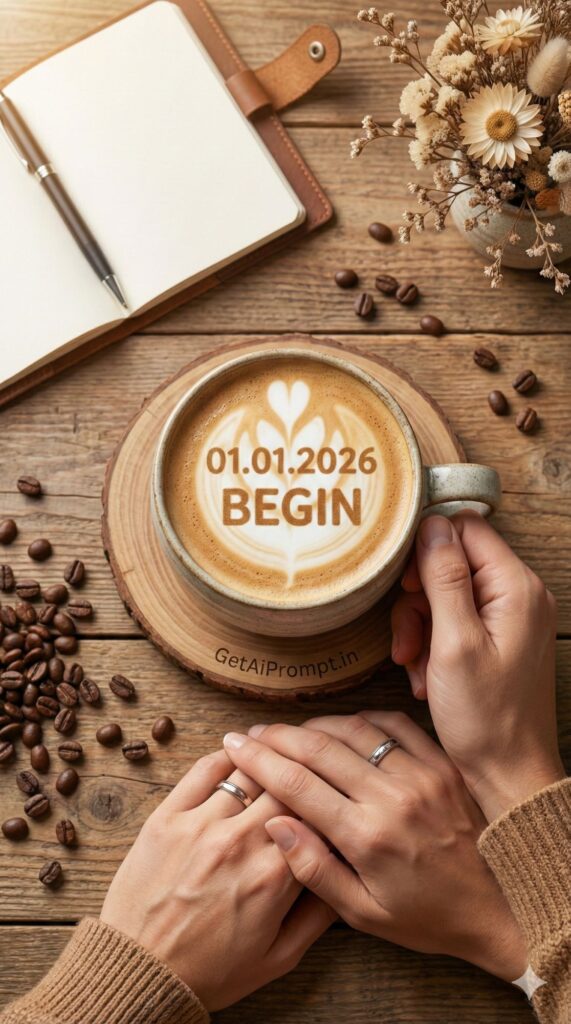 Option 4: The Latte Art Vow - Trend: Cozy Morning | Vibe: Cafe culture, warm, fresh start, detail-oriented