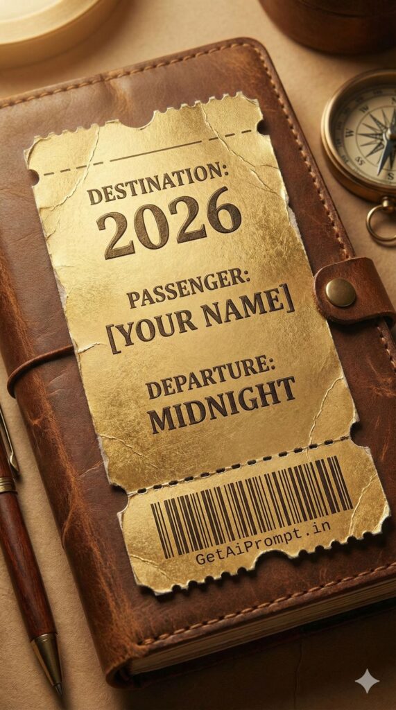 Option 2: The Ticket to 2026 - Trend: Vintage Travel | Vibe: Boarding pass, golden hour, adventure, perforated edges