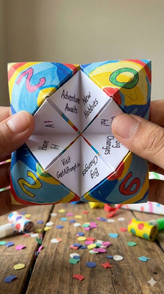Option 7: The Origami Fortune - Trend: Interactive Game | Vibe: Cootie catcher, childhood nostalgia, playful