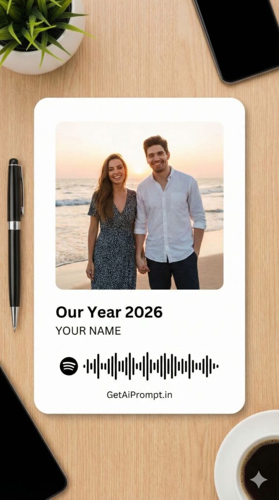 Option 9: The Spotify Glass - Trend: Music Code | Vibe: Modern, scannable, playlist, acrylic/paper hybrid