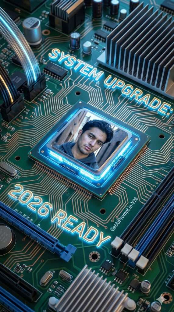 Option 6: The Circuit Board - Trend: Tech Core | Vibe: Gaming PC, glowing hardware, futuristic, data