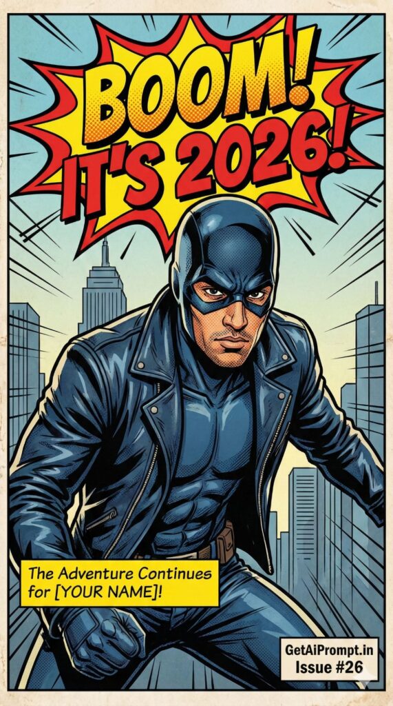 Option 10: The Comic Book - Trend: Pop Art | Vibe: Marvel/DC style, action, bold lines, halftone dots