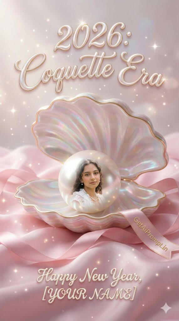 Option 1: The Coquette Pearl - Trend: Soft & Dreamy | Vibe: Lana Del Rey, ribbons, pearls, soft pink