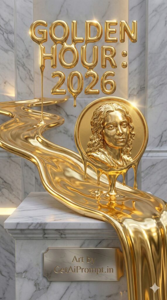 Option 9: The Liquid Gold - Trend: Opulent | Vibe: Abstract, luxury, fluid, art gallery, expensive