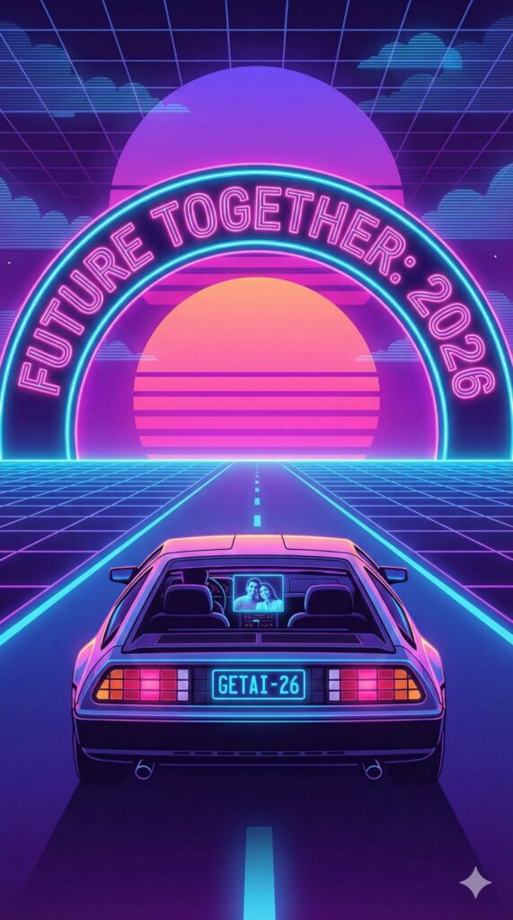 Option 5: The Neon Drive - Trend: Synthwave/Retro | Vibe: 80s aesthetic, driving into the sunset, cool, vibrant