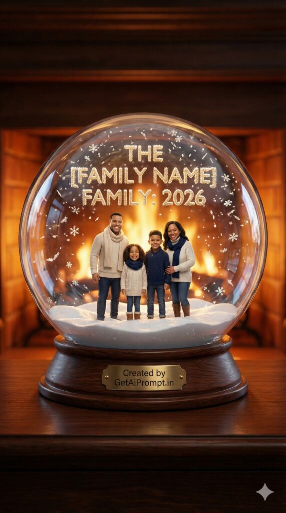 Option 1: The Magical Snow Globe - Trend: Winter Wonderland | Vibe: Disney magical realism, cozy, winter, glass texture, intricate