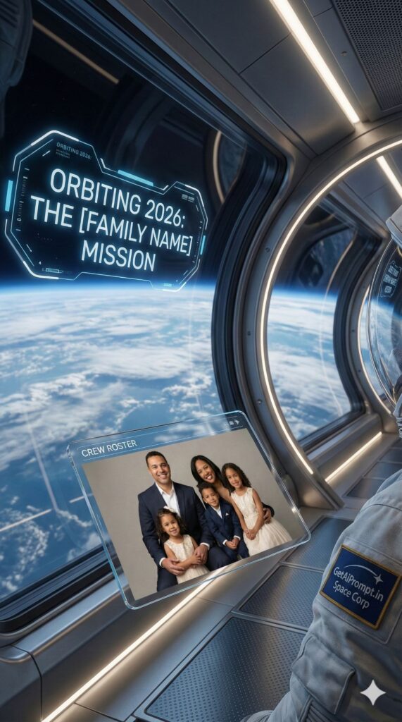 Option 5: The Space Station - Trend: Cosmic Explorers | Vibe: Interstellar, view of Earth, high-tech, awe-inspiring