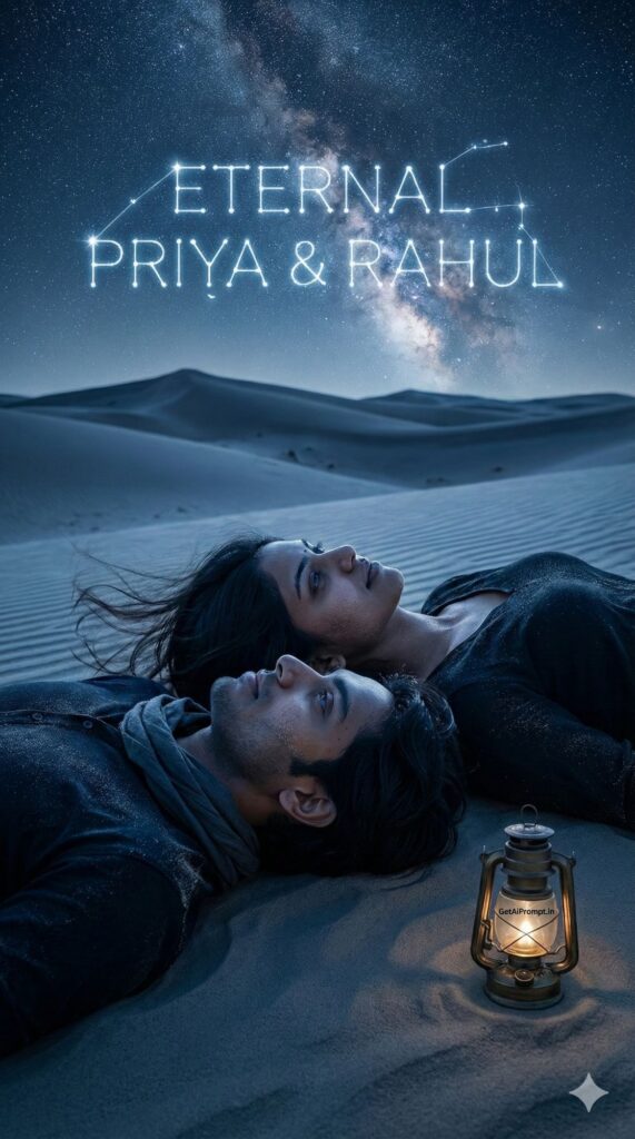 Option 3: The Desert Night - Trend: Silk & Sand | Vibe: Jaisalmer dunes, cold sand, starry night, wind-blown hair, silence