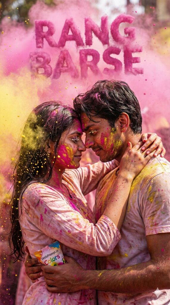 Option 5: The Holi Chaos - Trend: Color & Touch | Vibe: Vrindavan Holi, colored powder clouds, messy, euphoric, tactile