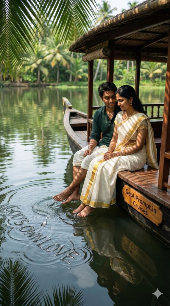 Option 7: The Kerala Backwaters - Trend: Floating Serenity | Vibe: Houseboat, humidity, lush green, splashing water, silence